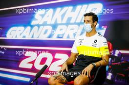 Daniel Ricciardo (AUS) Renault F1 Team in the FIA Press Conference. 03.12.2020. Formula 1 World Championship, Rd 16, Sakhir Grand Prix, Sakhir, Bahrain, Preparation Day.