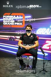 Pietro Fittipaldi (BRA) Haas F1 Team in the FIA Press Conference. 03.12.2020. Formula 1 World Championship, Rd 16, Sakhir Grand Prix, Sakhir, Bahrain, Preparation Day.