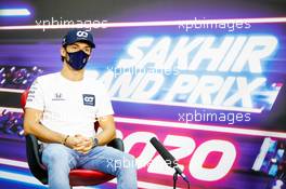 Pierre Gasly (FRA) AlphaTauri in the FIA Press Conference. 03.12.2020. Formula 1 World Championship, Rd 16, Sakhir Grand Prix, Sakhir, Bahrain, Preparation Day.