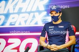 Sergio Perez (MEX) Racing Point F1 Team in the FIA Press Conference. 03.12.2020. Formula 1 World Championship, Rd 16, Sakhir Grand Prix, Sakhir, Bahrain, Preparation Day.