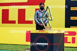 Stephanie Travers (GBR) Mercedes AMG F1 Trackside Fluid Engineer on the podium. 12.07.2020. Formula 1 World Championship, Rd 2, Steiermark Grand Prix, Spielberg, Austria, Race Day.