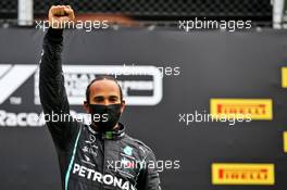Race winner Lewis Hamilton (GBR) Mercedes AMG F1 - black power salute on the podium. 12.07.2020. Formula 1 World Championship, Rd 2, Steiermark Grand Prix, Spielberg, Austria, Race Day.