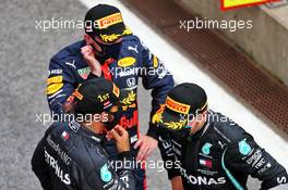 Race winner Lewis Hamilton (GBR) Mercedes AMG F1 with Max Verstappen (NLD) Red Bull Racing and Valtteri Bottas (FIN) Mercedes AMG F1 in parc ferme. 12.07.2020. Formula 1 World Championship, Rd 2, Steiermark Grand Prix, Spielberg, Austria, Race Day.