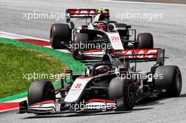 Romain Grosjean (FRA) Haas F1 Team VF-20 leads team mate Kevin Magnussen (DEN) Haas VF-20. 12.07.2020. Formula 1 World Championship, Rd 2, Steiermark Grand Prix, Spielberg, Austria, Race Day.