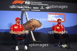 (L to R): Charles Leclerc (MON) Ferrari and Sebastian Vettel (GER) Ferrari in the FIA Press Conference. 09.07.2020. Formula 1 World Championship, Rd 2, Steiermark Grand Prix, Spielberg, Austria, Preparation Day.