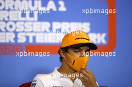 Lando Norris (GBR) McLaren in the FIA Press Conference. 09.07.2020. Formula 1 World Championship, Rd 2, Steiermark Grand Prix, Spielberg, Austria, Preparation Day.