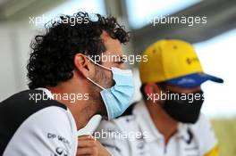 Daniel Ricciardo (AUS) Renault F1 Team and team mate Esteban Ocon (FRA) Renault F1 Team. 09.07.2020. Formula 1 World Championship, Rd 2, Steiermark Grand Prix, Spielberg, Austria, Preparation Day.