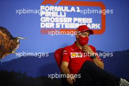 Sebastian Vettel (GER) Ferrari in the FIA Press Conference. 09.07.2020. Formula 1 World Championship, Rd 2, Steiermark Grand Prix, Spielberg, Austria, Preparation Day.