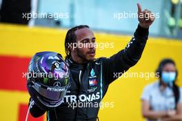Race winner Lewis Hamilton (GBR) Mercedes AMG F1 celebrates in parc ferme. 13.09.2020. Formula 1 World Championship, Rd 9, Tuscan Grand Prix, Mugello, Italy, Race Day.