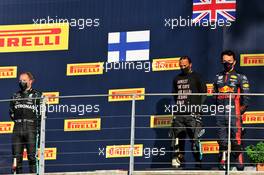 The podium (L to R): Valtteri Bottas (FIN) Mercedes AMG F1, second; Lewis Hamilton (GBR) Mercedes AMG F1, race winner; Alexander Albon (THA) Red Bull Racing, third. 13.09.2020. Formula 1 World Championship, Rd 9, Tuscan Grand Prix, Mugello, Italy, Race Day.