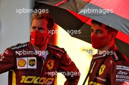 (L to R): Sebastian Vettel (GER) Ferrari with team mate Charles Leclerc (MON) Ferrari. 13.09.2020. Formula 1 World Championship, Rd 9, Tuscan Grand Prix, Mugello, Italy, Race Day.