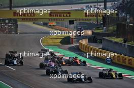 Lewis Hamilton (GBR) Mercedes AMG F1 W11 leads Daniel Ricciardo (AUS) Renault F1 Team RS20 at the restart of the race. 13.09.2020. Formula 1 World Championship, Rd 9, Tuscan Grand Prix, Mugello, Italy, Race Day.