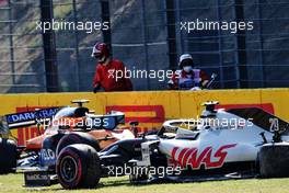The Haas VF-20 of Kevin Magnussen (DEN) Haas F1 Team and the McLaren MCL35 of Carlos Sainz Jr (ESP) McLaren crashed out of the race. 13.09.2020. Formula 1 World Championship, Rd 9, Tuscan Grand Prix, Mugello, Italy, Race Day.