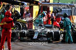 Lewis Hamilton (GBR) Mercedes AMG F1 W11 makes a pit stop. 13.09.2020. Formula 1 World Championship, Rd 9, Tuscan Grand Prix, Mugello, Italy, Race Day.