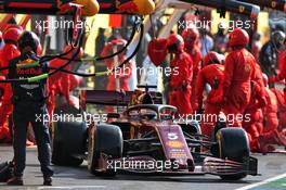 Sebastian Vettel (GER) Ferrari SF1000 makes a pit stop. 13.09.2020. Formula 1 World Championship, Rd 9, Tuscan Grand Prix, Mugello, Italy, Race Day.