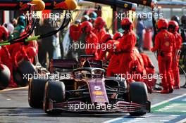 Sebastian Vettel (GER) Ferrari SF1000 makes a pit stop. 13.09.2020. Formula 1 World Championship, Rd 9, Tuscan Grand Prix, Mugello, Italy, Race Day.