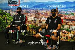 (L to R): Valtteri Bottas (FIN) Mercedes AMG F1 and team mate Lewis Hamilton (GBR) Mercedes AMG F1 in the post qualifying FIA Press Conference. 12.09.2020. Formula 1 World Championship, Rd 9, Tuscan Grand Prix, Mugello, Italy, Qualifying Day.