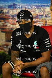 Lewis Hamilton (GBR) Mercedes AMG F1 in the post qualifying FIA Press Conference. 12.09.2020. Formula 1 World Championship, Rd 9, Tuscan Grand Prix, Mugello, Italy, Qualifying Day.