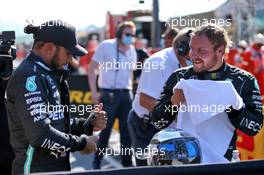 (L to R): Lewis Hamilton (GBR) Mercedes AMG F1 with team mate Valtteri Bottas (FIN) Mercedes AMG F1 in qualifying parc ferme. 12.09.2020. Formula 1 World Championship, Rd 9, Tuscan Grand Prix, Mugello, Italy, Qualifying Day.