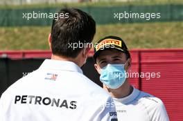 Toto Wolff (GER) Mercedes AMG F1 Shareholder and Executive Director with Frederik Vesti (DEN) PREMA Racing. 12.09.2020. Formula 1 World Championship, Rd 9, Tuscan Grand Prix, Mugello, Italy, Qualifying Day.