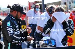 (L to R): Lewis Hamilton (GBR) Mercedes AMG F1 with team mate Valtteri Bottas (FIN) Mercedes AMG F1 in qualifying parc ferme. 12.09.2020. Formula 1 World Championship, Rd 9, Tuscan Grand Prix, Mugello, Italy, Qualifying Day.