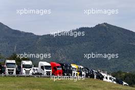 Circuit atmosphere - team trucks parked outside the paddock. 10.09.2020. Formula 1 World Championship, Rd 9, Tuscan Grand Prix, Mugello, Italy, Preparation Day.