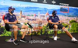 (L to R): Sergio Perez (MEX) Racing Point F1 Team and Lance Stroll (CDN) Racing Point F1 Team in the FIA Press Conference. 10.09.2020. Formula 1 World Championship, Rd 9, Tuscan Grand Prix, Mugello, Italy, Preparation Day.
