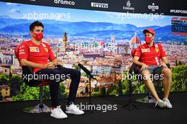 (L to R): Charles Leclerc (MON) Ferrari and Sebastian Vettel (GER) Ferrari in the FIA Press Conference. 10.09.2020. Formula 1 World Championship, Rd 9, Tuscan Grand Prix, Mugello, Italy, Preparation Day.