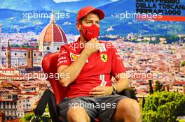 Sebastian Vettel (GER) Ferrari in the FIA Press Conference. 10.09.2020. Formula 1 World Championship, Rd 9, Tuscan Grand Prix, Mugello, Italy, Preparation Day.