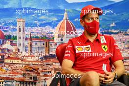 Sebastian Vettel (GER) Ferrari in the FIA Press Conference. 10.09.2020. Formula 1 World Championship, Rd 9, Tuscan Grand Prix, Mugello, Italy, Preparation Day.