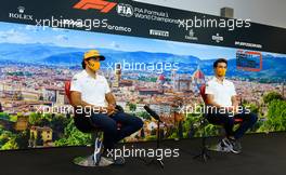 (L to R): Carlos Sainz Jr (ESP) McLaren and Lando Norris (GBR) McLaren in the FIA Press Conference. 10.09.2020. Formula 1 World Championship, Rd 9, Tuscan Grand Prix, Mugello, Italy, Preparation Day.