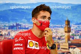Charles Leclerc (MON) Ferrari in the FIA Press Conference. 10.09.2020. Formula 1 World Championship, Rd 9, Tuscan Grand Prix, Mugello, Italy, Preparation Day.