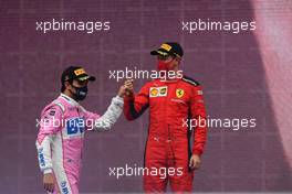 (L to R): Sergio Perez (MEX) Racing Point F1 Team and Sebastian Vettel (GER) Ferrari on the podium. 15.11.2020. Formula 1 World Championship, Rd 14, Turkish Grand Prix, Istanbul, Turkey, Race Day.