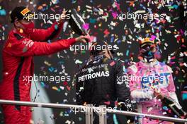 Race winner and World Champion Lewis Hamilton (GBR) Mercedes AMG F1 celebrates on the podium with Sebastian Vettel (GER) Ferrari and Sergio Perez (MEX) Racing Point F1 Team. 15.11.2020. Formula 1 World Championship, Rd 14, Turkish Grand Prix, Istanbul, Turkey, Race Day.