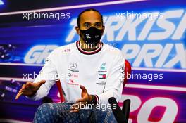 Race winner and World Champion Lewis Hamilton (GBR) Mercedes AMG F1 in the post race FIA Press Conference. 15.11.2020. Formula 1 World Championship, Rd 14, Turkish Grand Prix, Istanbul, Turkey, Race Day.