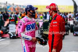 (L to R): Sergio Perez (MEX) Racing Point F1 Team in parc ferme with Sebastian Vettel (GER) Ferrari. 15.11.2020. Formula 1 World Championship, Rd 14, Turkish Grand Prix, Istanbul, Turkey, Race Day.