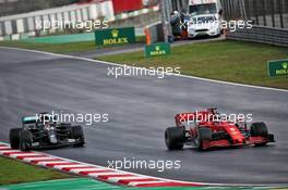 Sebastian Vettel (GER) Ferrari SF1000 and Lewis Hamilton (GBR) Mercedes AMG F1 W11. 15.11.2020. Formula 1 World Championship, Rd 14, Turkish Grand Prix, Istanbul, Turkey, Race Day.