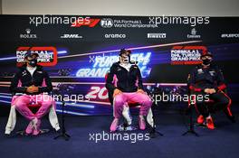 The post qualifying FIA Press Conference (L to R): Sergio Perez (MEX) Racing Point F1 Team, second; Lance Stroll (CDN) Racing Point F1 Team, pole position; Max Verstappen (NLD) Red Bull Racing, third. 14.11.2020. Formula 1 World Championship, Rd 14, Turkish Grand Prix, Istanbul, Turkey, Qualifying Day.