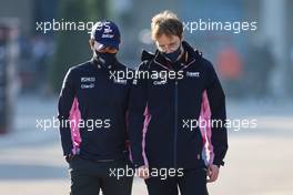 Sergio Perez (MEX) Racing Point F1 Team with Will Hings (GBR) Racing Point F1 Team Press Officer. 12.11.2020. Formula 1 World Championship, Rd 14, Turkish Grand Prix, Istanbul, Turkey, Preparation Day.
