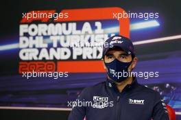 Sergio Perez (MEX) Racing Point F1 Team in the FIA Press Conference. 12.11.2020. Formula 1 World Championship, Rd 14, Turkish Grand Prix, Istanbul, Turkey, Preparation Day.