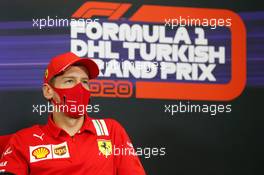 Sebastian Vettel (GER) Ferrari in the FIA Press Conference. 12.11.2020. Formula 1 World Championship, Rd 14, Turkish Grand Prix, Istanbul, Turkey, Preparation Day.