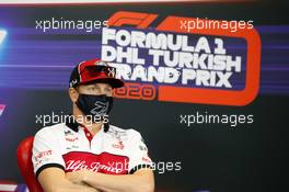 Kimi Raikkonen (FIN) Alfa Romeo Racing in the FIA Press Conference. 12.11.2020. Formula 1 World Championship, Rd 14, Turkish Grand Prix, Istanbul, Turkey, Preparation Day.