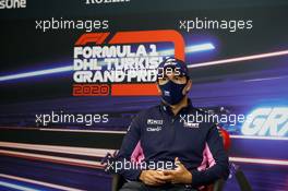 Sergio Perez (MEX) Racing Point F1 Team in the FIA Press Conference. 12.11.2020. Formula 1 World Championship, Rd 14, Turkish Grand Prix, Istanbul, Turkey, Preparation Day.