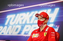 Sebastian Vettel (GER) Ferrari in the FIA Press Conference. 12.11.2020. Formula 1 World Championship, Rd 14, Turkish Grand Prix, Istanbul, Turkey, Preparation Day.