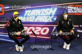 (L to R): Esteban Ocon (FRA) Renault F1 Team and team mate Daniel Ricciardo (AUS) Renault F1 Team in the FIA Press Conference. 12.11.2020. Formula 1 World Championship, Rd 14, Turkish Grand Prix, Istanbul, Turkey, Preparation Day.