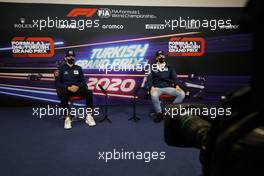 (L to R): Pierre Gasly (FRA) AlphaTauri and team mate Daniil Kvyat (RUS) AlphaTauri in the FIA Press Conference. 12.11.2020. Formula 1 World Championship, Rd 14, Turkish Grand Prix, Istanbul, Turkey, Preparation Day.