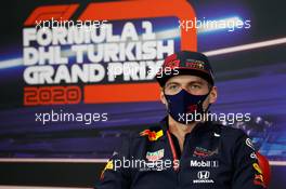 Max Verstappen (NLD) Red Bull Racing in the FIA Press Conference. 12.11.2020. Formula 1 World Championship, Rd 14, Turkish Grand Prix, Istanbul, Turkey, Preparation Day.