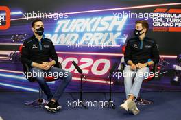 (L to R): Nicholas Latifi (CDN) Williams Racing and team mate George Russell (GBR) Williams Racing in the FIA Press Conference. 12.11.2020. Formula 1 World Championship, Rd 14, Turkish Grand Prix, Istanbul, Turkey, Preparation Day.