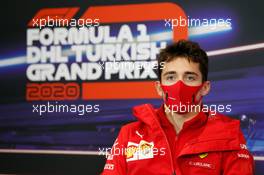 Charles Leclerc (MON) Ferrari in the FIA Press Conference. 12.11.2020. Formula 1 World Championship, Rd 14, Turkish Grand Prix, Istanbul, Turkey, Preparation Day.