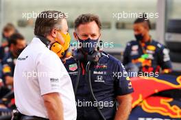 (L to R): Zak Brown (USA) McLaren Executive Director with Christian Horner (GBR) Red Bull Racing Team Principal on the grid. 13.12.2020. Formula 1 World Championship, Rd 17, Abu Dhabi Grand Prix, Yas Marina Circuit, Abu Dhabi, Race Day.